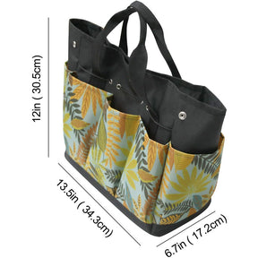Home & LivingGarden Tools Bag Gardening Tote Organizer with 8 Deep Pockets for Gardener Regular Size Tools Storage -Black Yellow