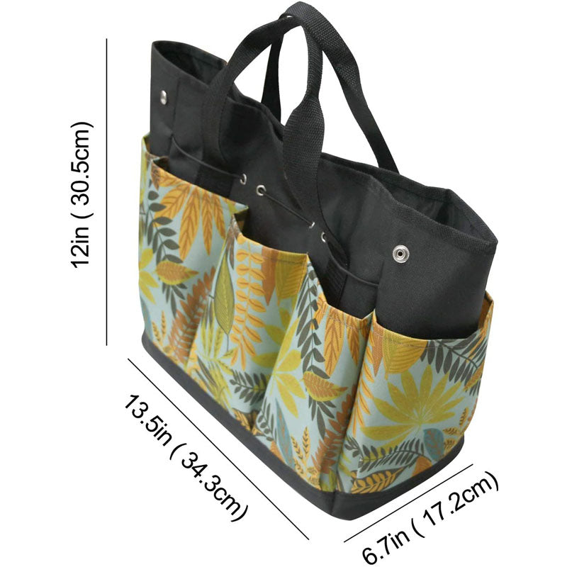 Home & LivingGarden Tools Bag Gardening Tote Organizer with 8 Deep Pockets for Gardener Regular Size Tools Storage -Black Yellow