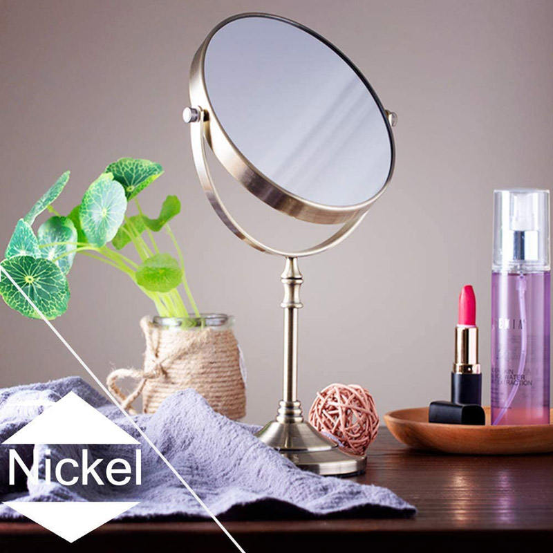 6in Standing Mirror Dual-Sided Magnifying Makeup Mirror-Nickel