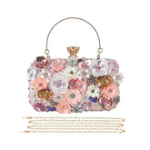 Colorful Floral Clutch Evening Bags for Women Beaded Purse Prom Handbag-Gold