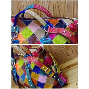 Womens Multicolor Tote Handbag Leather Random Color Shoulder Purse