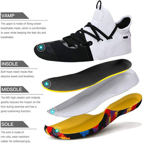 Boys Basketball Shoes Non-Slip Girls Sneakers Durable Kids Running Shoes-BlackWhite