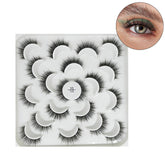 10 Pairs 3D False Eyelashes Reusable Wispy Cat Eye Natural Look Lashes-105