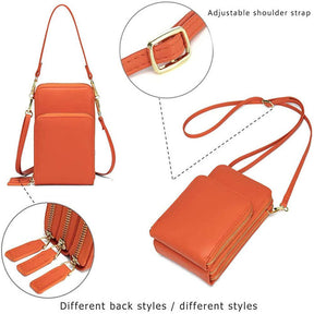 Crossbody Phone Bag for Women Small Shoulder Bag Cell Phone Wallet Purses and Handbags with 14 Credit Card Slots-Orange