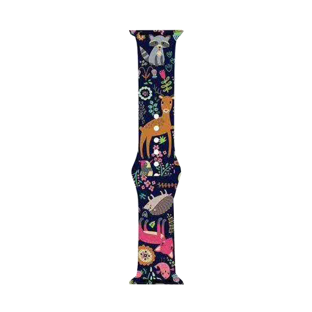 Color Printing Silicone Watch Band For Apple Watch SE/6/5/4/3/2/1(Deer)