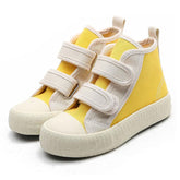 Unisex-Child Canvas Sneakers High Top Velcro Closure Boots-Yellow