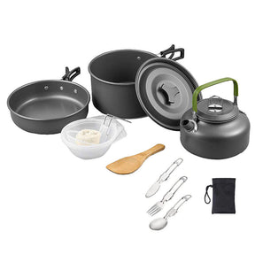 Camping Cookware Mess Kit for Outdoor Hiking and Picnic-Black