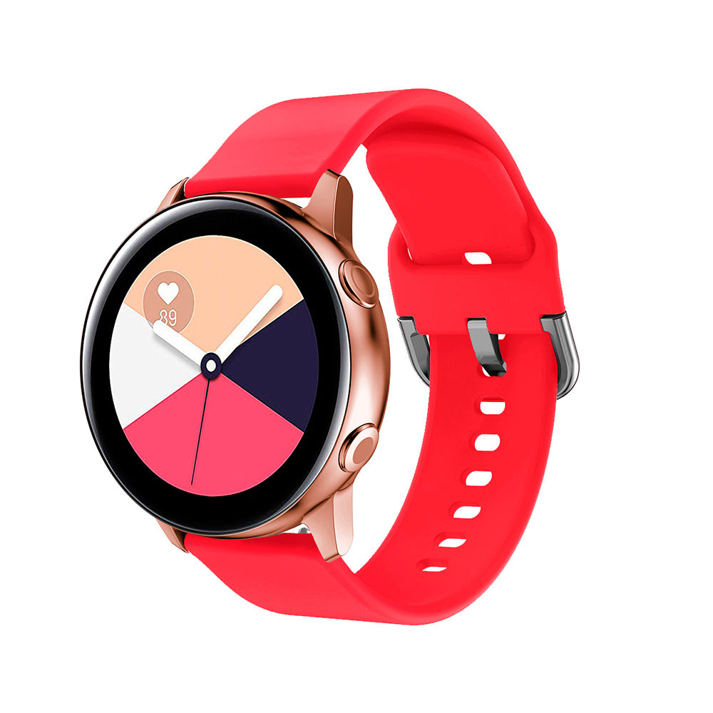 Soft Silicone Silver Square buckle Watch Band For Samsung Galaxy Watch 42/46mm Gear S3 Frontier/Classic(Red)