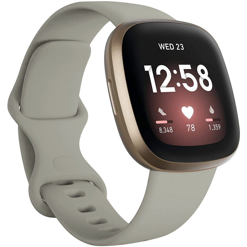 Soft Silicone Sport Replacement Strap For Fitbit Versa 3/Fitbit Sense Small Large-LightGray