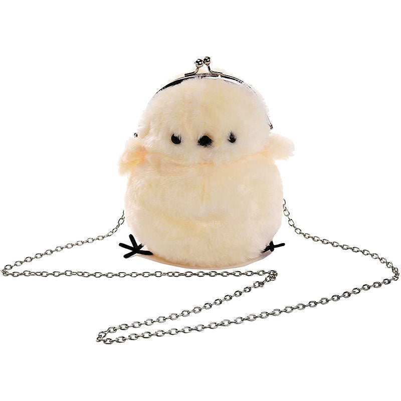 Women Cute Chick Plush Crossbody Bag Chic Small Cell Phone Wallet For Girls-LightYellow