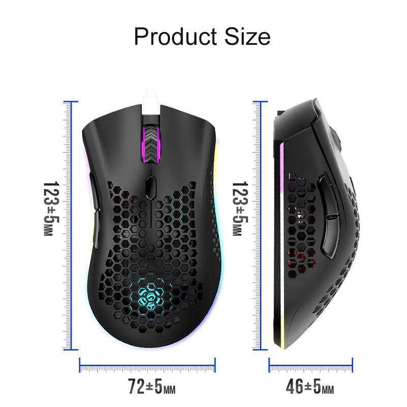 2.4G Wireless Lightweight Gaming Mouse with RGB Backlit Adjustable DPI-Blue