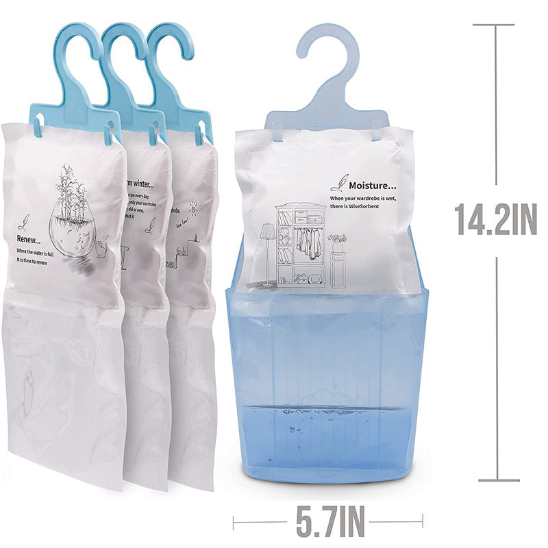 Pack of 12 Moisture Absorber Hanging Bags with Plastic Case Hook Humidity Packs