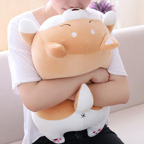 Shiba Inu Dog Plush Pillow Cute Corgi Akita Stuffed Animals Doll Toy Gifts -Brown