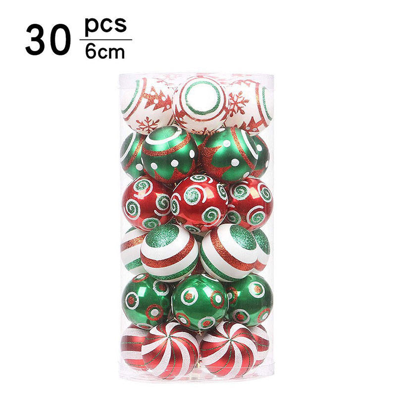 30PCS Christmas Balls 60MM Painted Hanging Ornaments-RedGreen