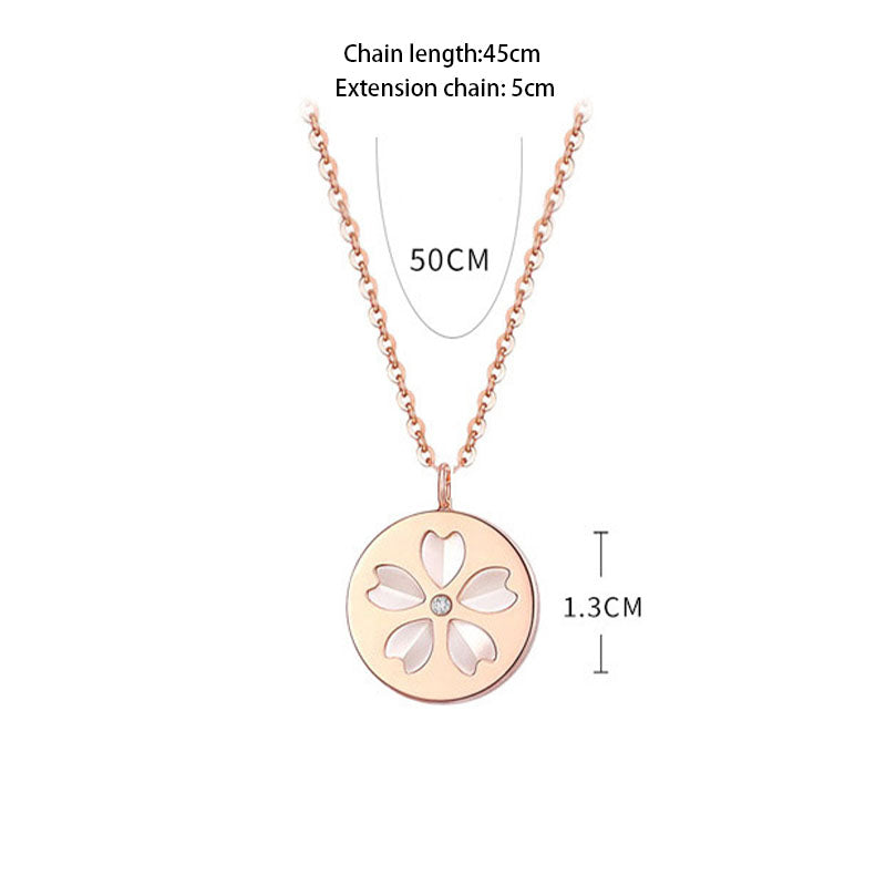 Ladies 925 Silver Cherry Blossom White Fritillary Necklace Disc Coin Pendant