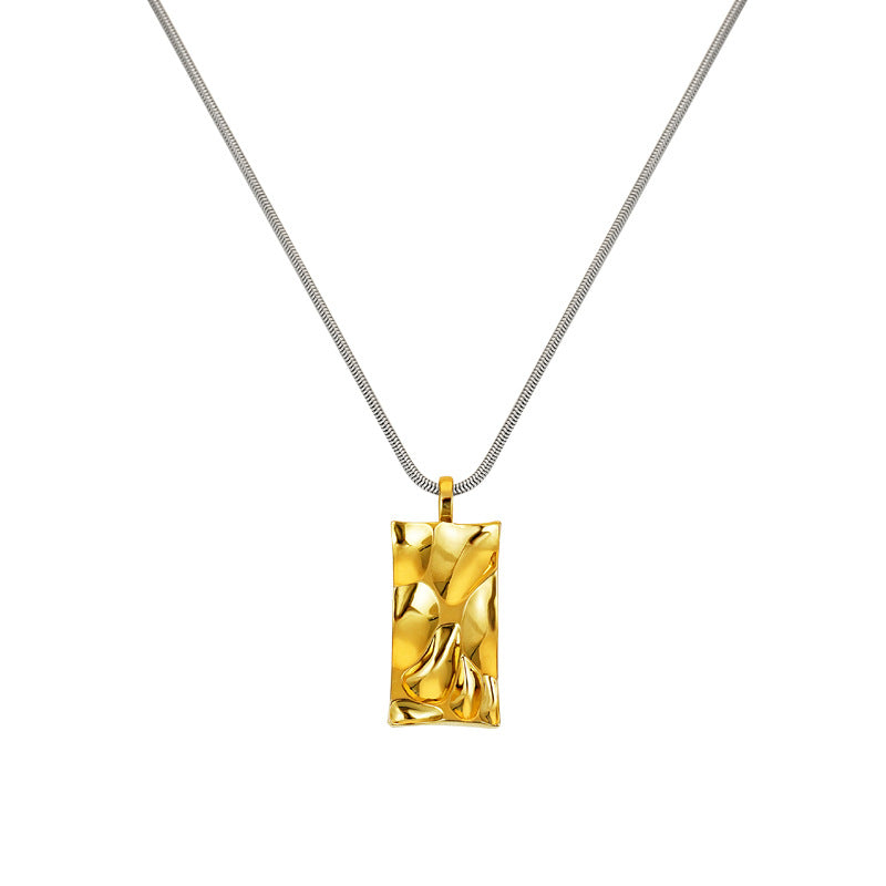 Sunlight Embossed Square Pendant Necklace for Men and Women