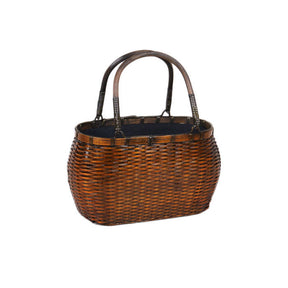 Retro Weave Womens Bamboo Handbag Handmade Large Tote Bag Wicker Basket Bag-Waist Drum Bag