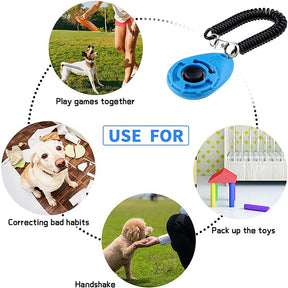 2Pcs Pet Training Clicker with Wrist Strap for Dog Training -Black + Blue