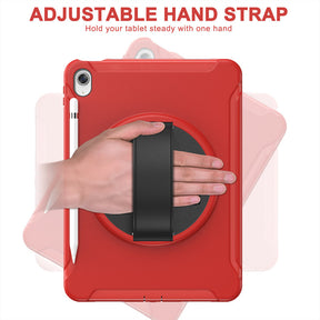 Tablet Case For iPad 10th with 360¡ã Kickstand/Hand Strap Shockproof-Red