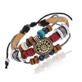 Multilayer Woven Beaded Bracelet for Men and Women-Brown