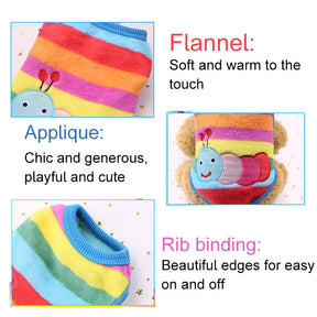 4 Pcs Pet Fleece Warm Sweaters Soft Printed Clothes for Small Dogs Cat Rabbit-Set1