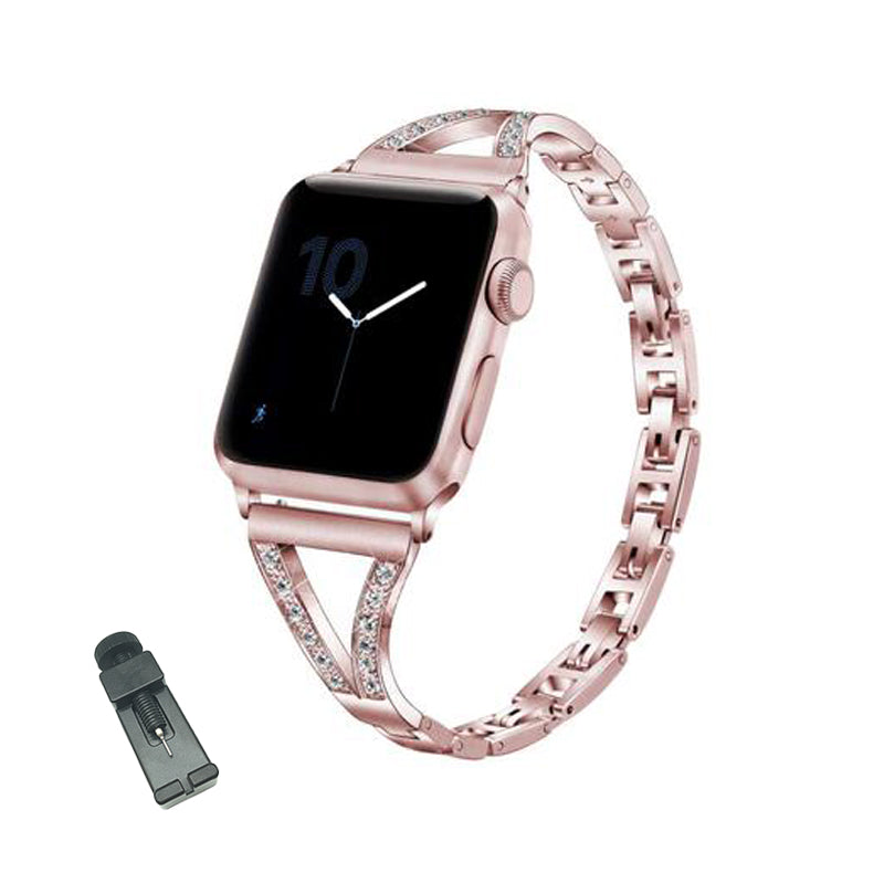RZ Watch Band Business Stainless Steel Wristbands for Apple IWatch Series SE/1/2/3/4/5/6 For Women-Rose Pink