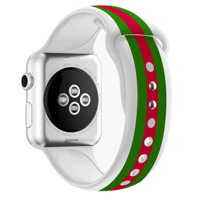 Soft Silicone Watch Bands Pattern Printed Band for iWatch Series6/5/4/3/2/1/SE-GucciWhite