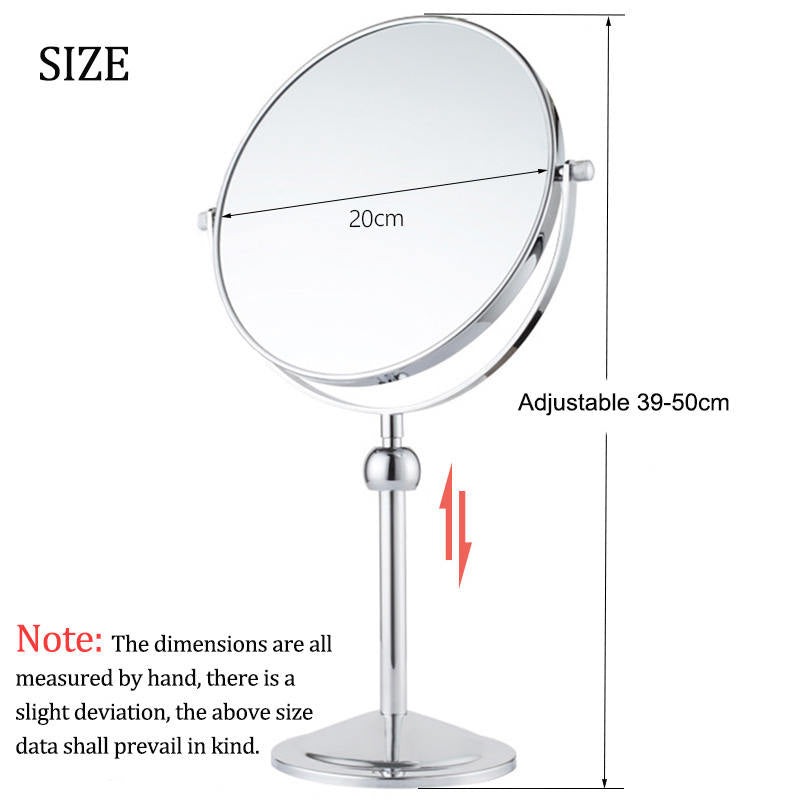 8in Liftable Standing Makeup Mirror Dual-Sided Magnifying-Silver