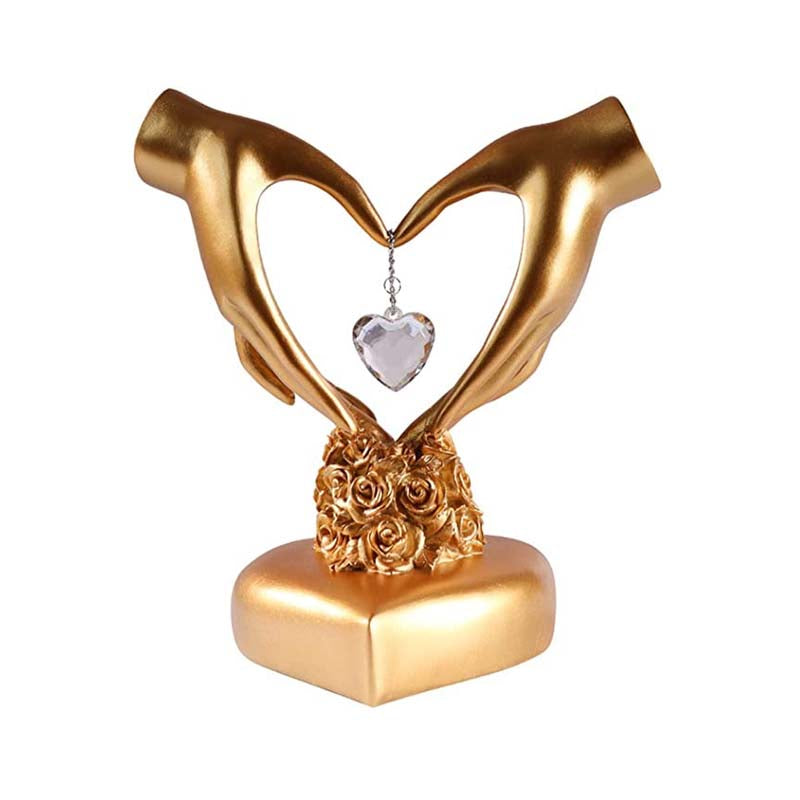 Love Heart Sculpture Home Decor Valentines Day Gift-Gold Hand