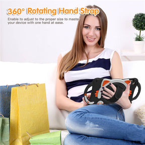 CatA iPad Silicone Case For iPad Mini 5 4 3 2 1 Built-in Handle Stand With a Strap-Black Orange