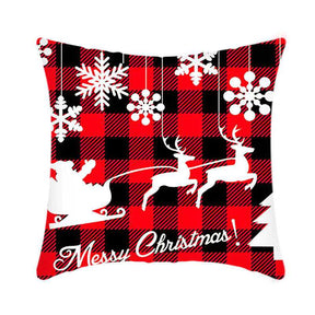 4Pcs 18x18 inch Christmas Throw Pillow Covers Square Cushion Cover for Sofa Decorative-E