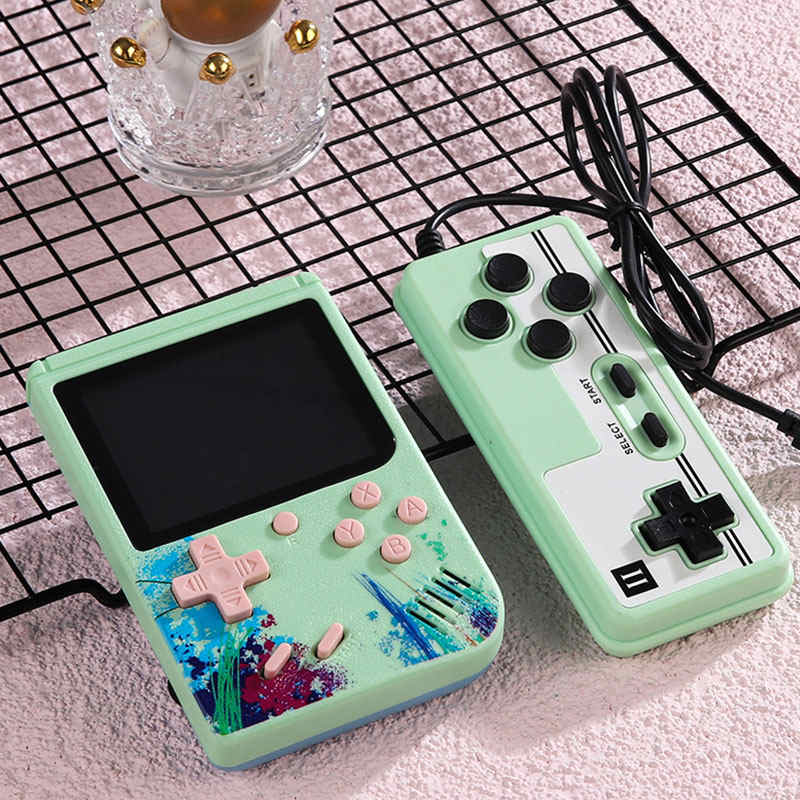 3.0inch Screen Retro Handheld Game Console 500 Classic FC Games Support to TV Output-Two Player-Green