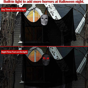 Halloween Ghost Lighted Hanging Activated Decorations with LED Red Eyes Horror Scream