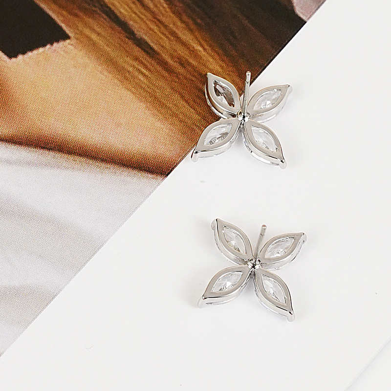 Pair of Fashion Petal Fairy Stud Earrings-Silver