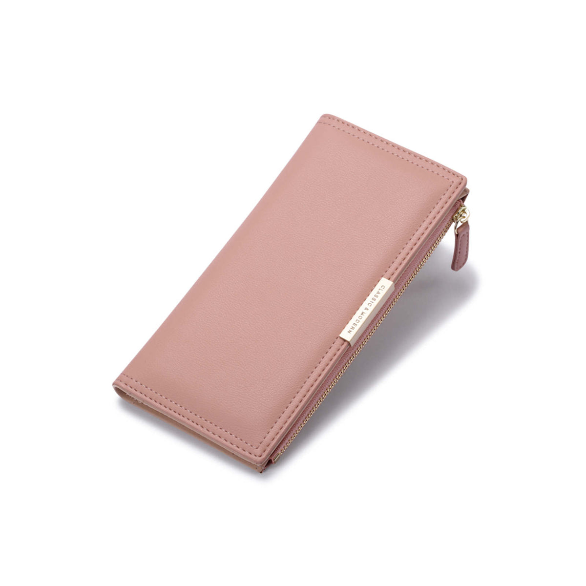 Womens Wallet Slim Bifold Multi Card Holder with Zipper Pocke-Pink