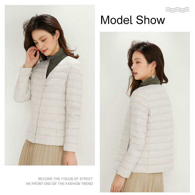 Womens Down Jacket Packable Lightweight Two Wear Waterproof Coat-White