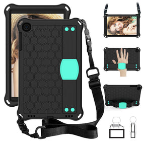 Hive SamSung Tab A 10.1 T510/T515(2019) Tablet Case Durable Stand Cover With Shoulder Strap-BlackAqua