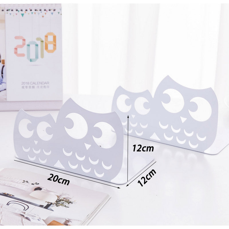 Owls Nonskid Bookends Art Desktop Organisation 1 Pair-White