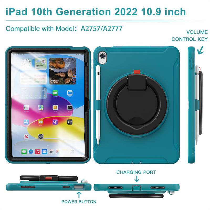 Tablet Case For iPad 10th Full Body Protection with 360¡ã Stand Portable-Blue1