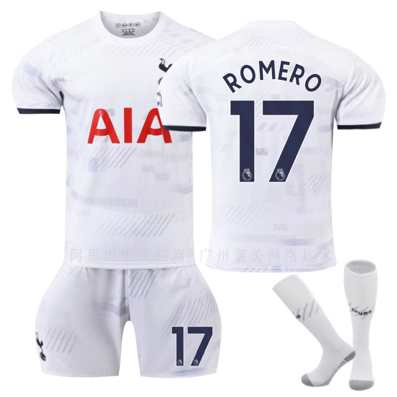 Spurs Home Jersey ROMERO #17 Soccer Jersey Kids Adult 3-Pieces Jersey Kits-White