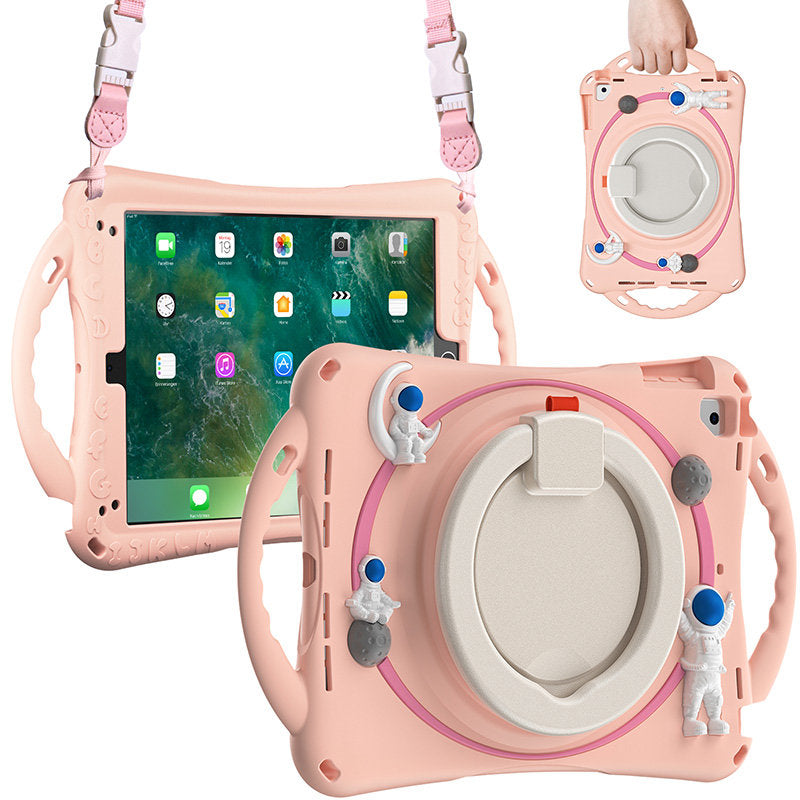 iPad Case Shockproof Case With Handle Stand Shoulder Strap for iPad 9.7 2018/2017/Pro9.7/Air2/Air-Pink