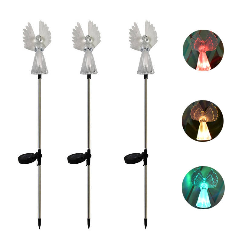 3Pcs Solar LED Outdoor Christmas Decor Lights Memorial Angel Garden Landscape Path Lights