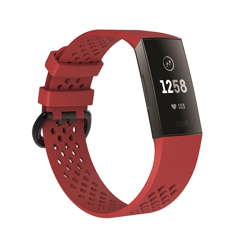 DDK Silicone Watch Band Adjustable Wristband Replacement Sport Strap For Fitbit Charge 3/Fitbit Charge 4 For Women-Wine Red
