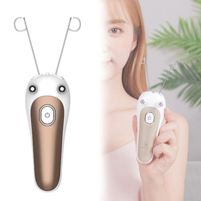 Electric Women Facial Hair Remover Beauty Facial Cotton Threading Hair Shaver-Gold