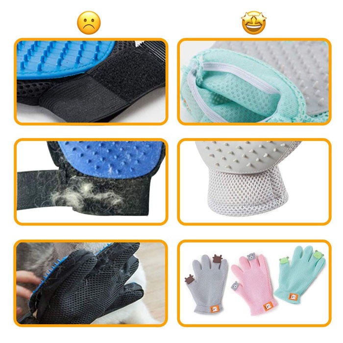 Pet Grooming Glove Cat Dog Gentle Deshedding Brush Glove Right Hand-Green