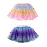 2 Pack Baby Girls Rainbow Skirt 4-Layer Tulle Princess Ballet Dress-Pink Purple