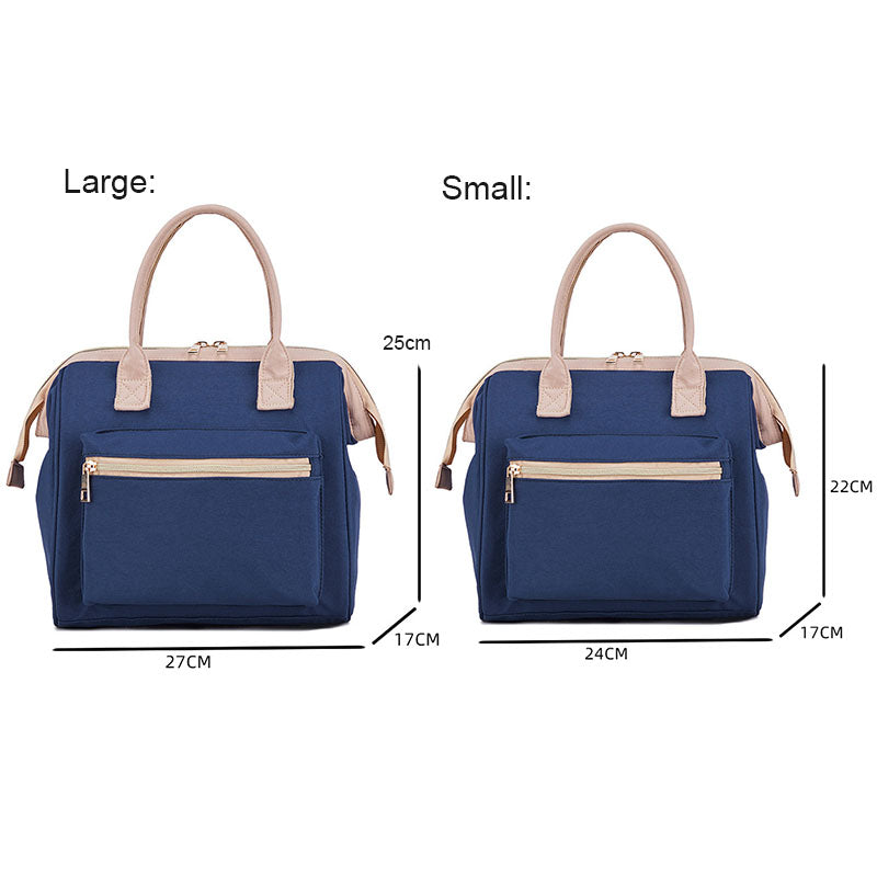 Fashion Portable Picnic Bento Bag Waterproof Oxford Cloth Lunch Bag-Dark Blue