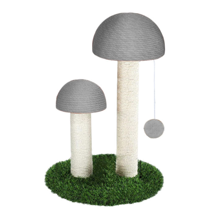 Cat Scratching Post Mushroom Durable Sisal Board with Dangling Ball-Gray