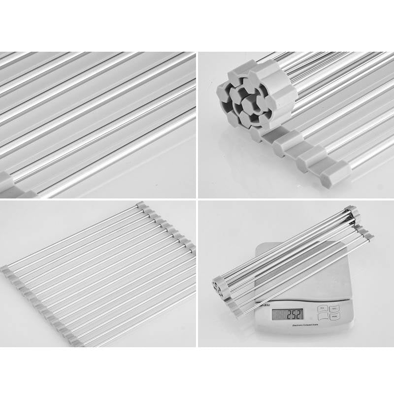 Foldable Sink Rack Mat Stainless Steel Wire Dish Drying Rack for Kitchen Sink Counter