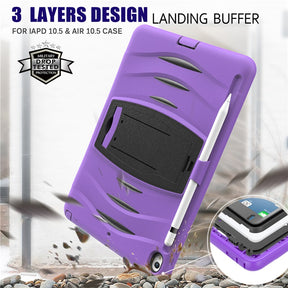 Shock Wave Kickstand Case Anti-Fall Protection With Pencil Holder For 10.5inch iPad Air3/iPad Pro10.5-Purple